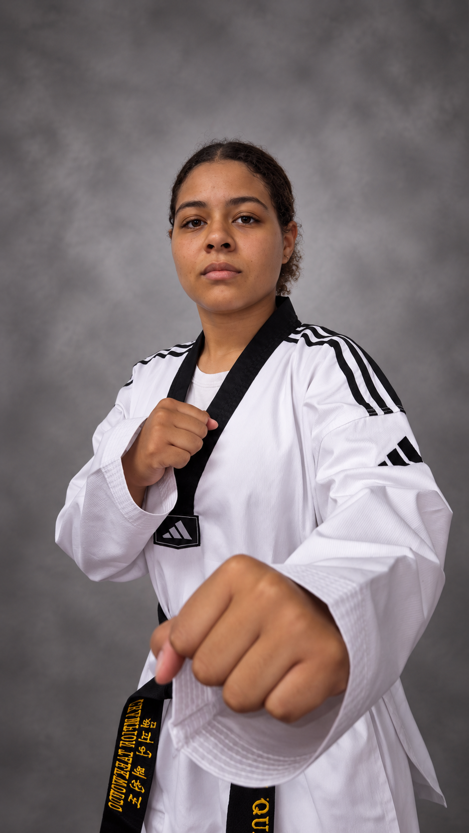 Ms. Quannae Lowe in her Taekwondo uniform